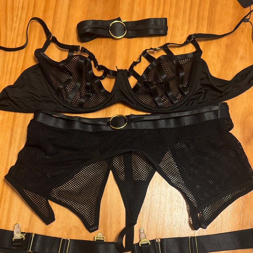 Black Lingerie Set with Mesh Details
